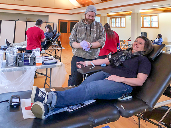 Lori donates at Blood Drive at Christ Church